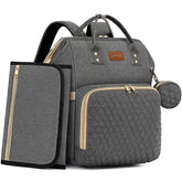 ROSEGIN Baby Diaper Bag Backpack front view highlights roomy layout for easy on-the-go organization.