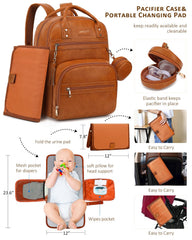 Stroller straps on the ROSEGIN diaper bag enable hands-free outings