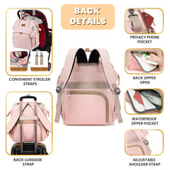 ROSEGIN pink diaper bag insulated bottle holders keep drinks at stable temperature