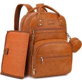 ROSEGIN vegan leather diaper backpack with waterproof changing pad for dry outings
