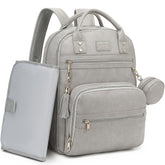ROSEGIN premium vegan leather diaper bag backpack front view for stylish, organized daily outings