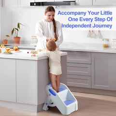 Routtoon toddler stool side view highlights non slip feet for safer climbs