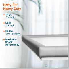 Roving Cove heavy-duty soft rubber foam absorbs impact around tables and fireplace edges
