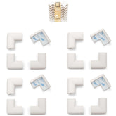 Roving Cove HeftyFit corner protector on oyster white corners protects children from sharp edges and bumps