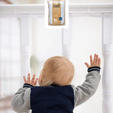 Roving Cove stair banister guard on stairs improves child safety with clear mesh
