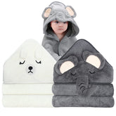 ROXANEPIG elephant hooded towel close-up showing plush softness for baby bath