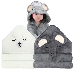 ROXANEPIG elephant hooded towel close-up showing plush softness for baby bath