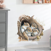 RoyoLam cute squirrels wall decal peeking from a tree hole for nursery or kids' room decor