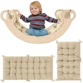 ROYALAY Premium Climbing Arch Apricot mat close-up shows soft velvet fabric for gentle play.