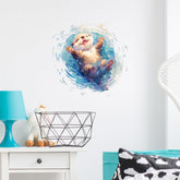 RoyoLam cartoon otter wall decal on water adds playful charm to kids' spaces.