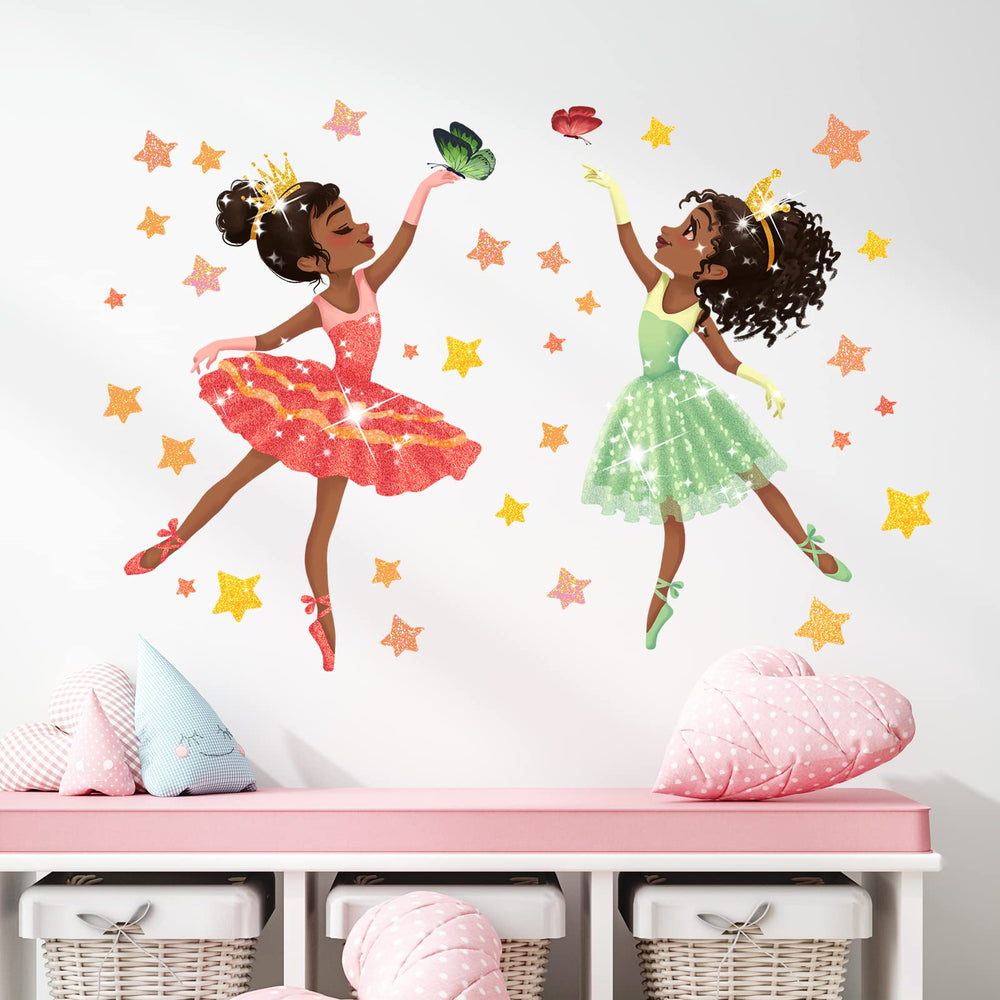 RoyoLam dancing-girls-butterflies-stars wall sticker brightens nursery walls and is removable.