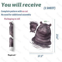 RoyoLam hippo living-room wall art creates a friendly focal point.