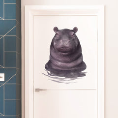 RoyoLam hippo nursery wall sticker on smooth surfaces adds playful charm.
