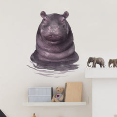 RoyoLam lifelike hippo water-wall decal brightens nursery walls and is easy to remove.
