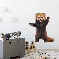 RoyoLam Standing Hello Lesser Panda decal sheet—easy, colorful wall art for kids' rooms.