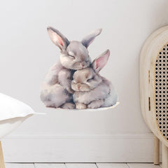 RoyoLam two sleeping rabbits wall decals on smooth walls for nursery decor and calm ambiance