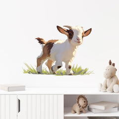 RoyoLam pygmy goat wall decal is a safe, peel-and-stick option for classrooms.