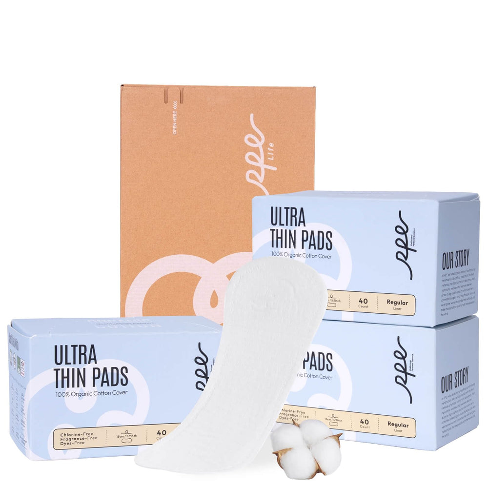 RPE Life organic cotton top sheet panty liner for sensitive skin comfort.