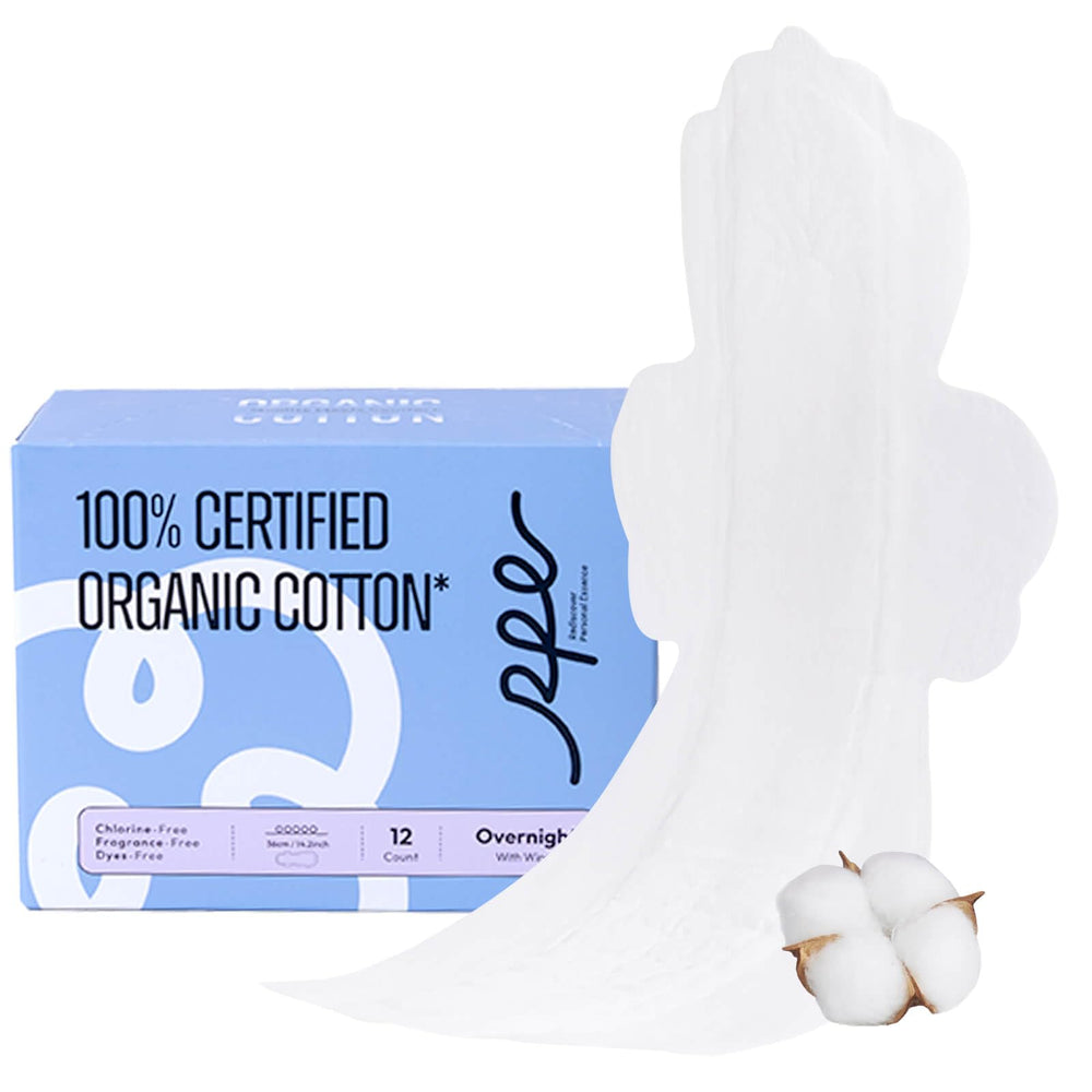 RPE Life overnight pad with wings in package for secure nighttime protection.