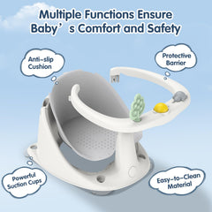 RPTGH baby bath seat gray back view with ergonomic backrest for comfortable bathing