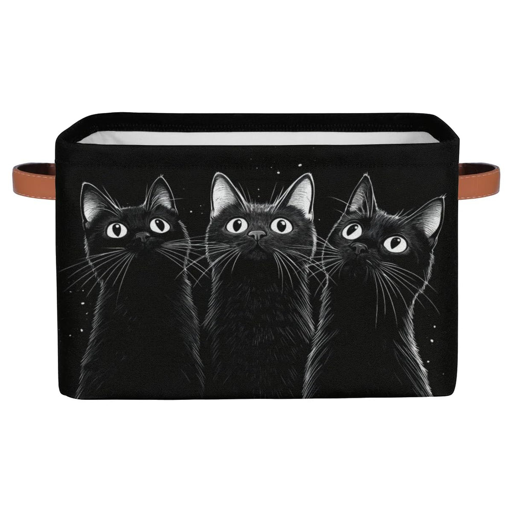 RPWOBBYQ Curious Black Cats storage box front view ideal for neat shelves