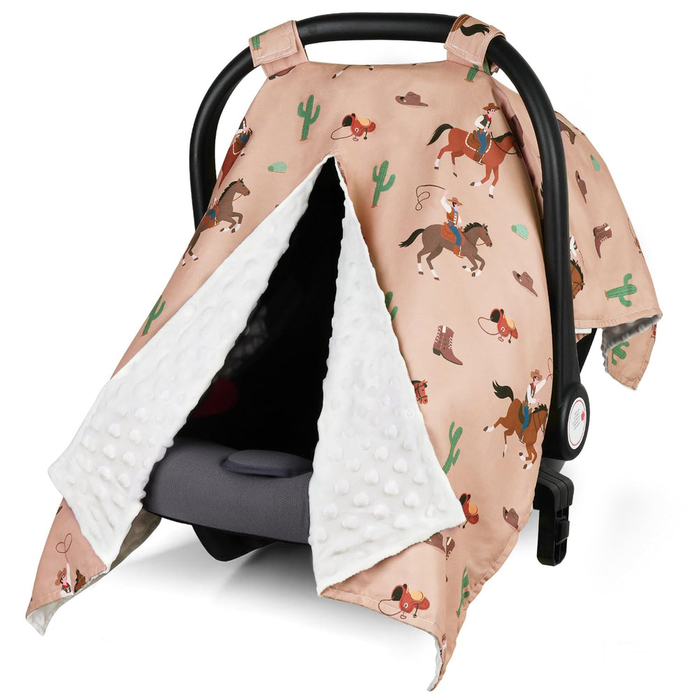 Rquite car seat cover with privacy and sun protection for baby.