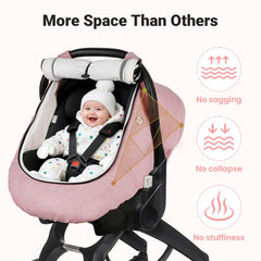 Rquite car seat canopy with ventilation holes ensures airflow