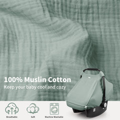 Rquiet car seat cover with mesh window open for baby airflow
