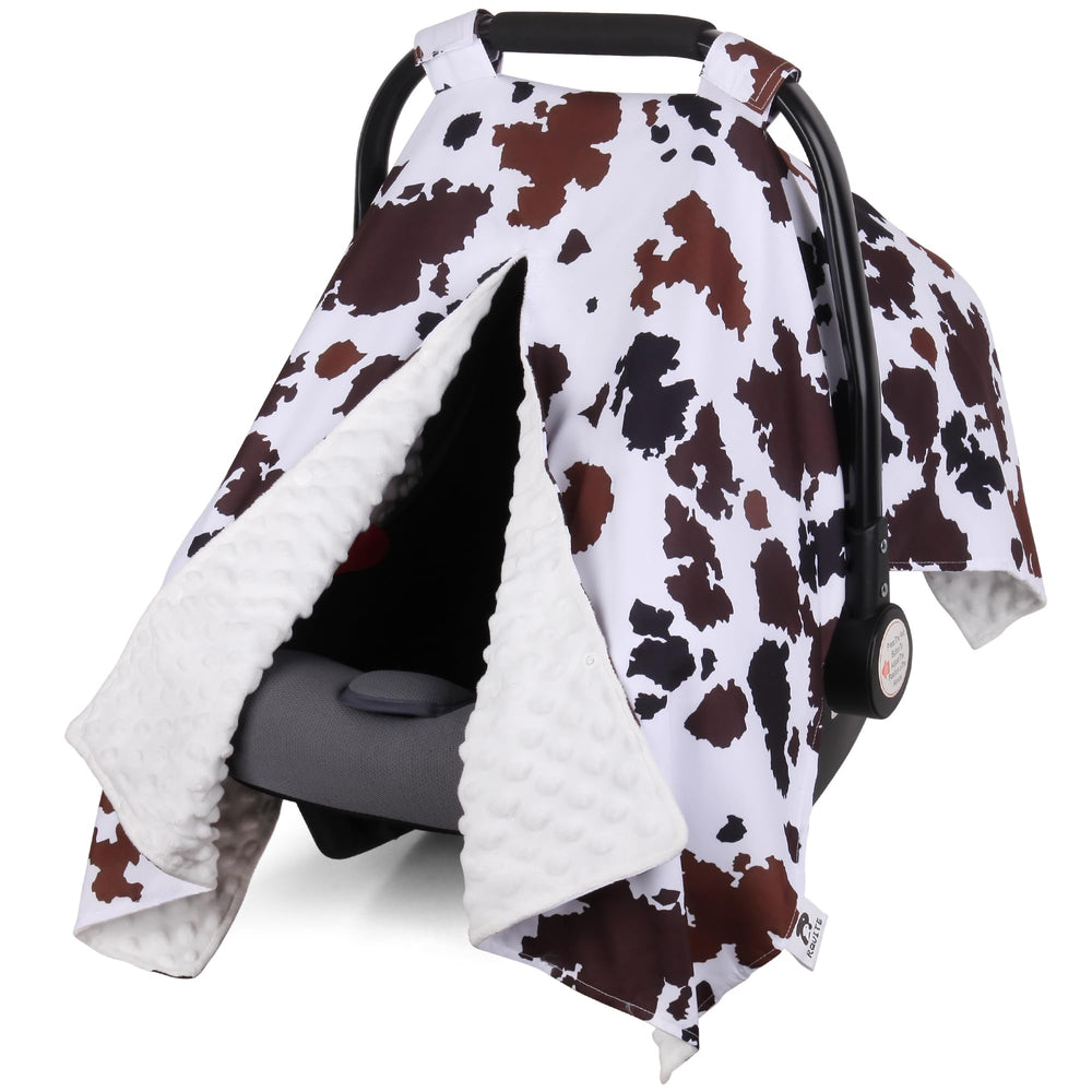 Rquite car seat cover protects from sun and wind while keeping baby cozy.