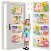 Ruiot over-door organizer front view with breathable mesh pockets for easy toy visibility.