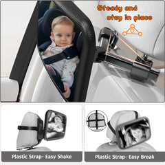 Rukie Baby Car Mirror wide crystal-clear view keeps your baby in sight
