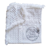 Runeaoys baby blanket christening white crochet detailing, ideal for ceremonial keepsakes.