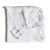 Runeaoys baptism blanket with cross embroidery, ideal for newborn christening photos
