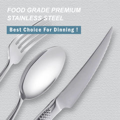 Runfly hammered silverware fork with comfortable grip