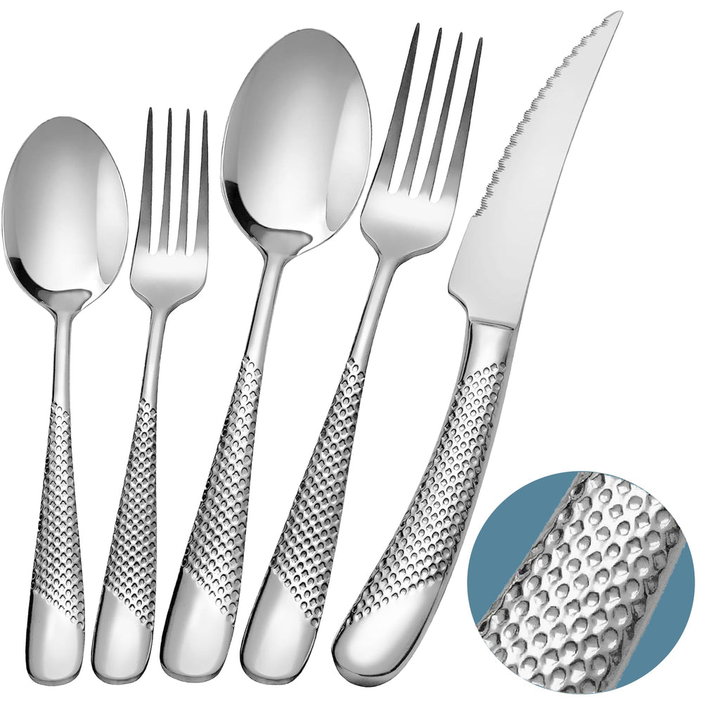 Runfly hammered silverware knife for daily meals