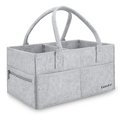 Runsabay nursery diaper caddy grey large capacity for diapers and wipes