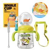 RUNSUNTUN Comobebe Whale Fountain Cup front view in yellow showing toddler hydration benefits