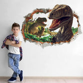 RunToo dinosaur wall decal 3D breaking through the wall, a striking kids' bedroom focal point.