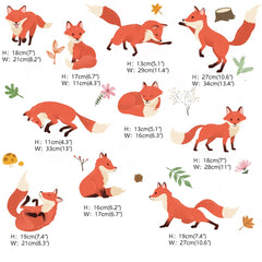 Runtoo fox wall decals reusable vinyl for easy repositioning on smooth surfaces