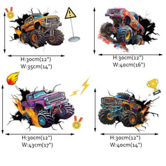 RunToo Monster Truck wall decals—easy peel-and-stick for nurseries.
