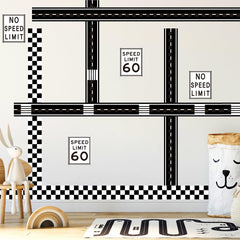 Runtoo wall border road stickers create a fast-track wall for playful décor.