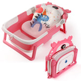 RURING baby bathtub in collapsible crab pink design saves space for travel