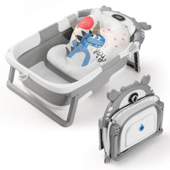 RURING baby bathtub folded compactly for space-saving storage.