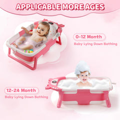 RURING baby bathtub with thermometer shows real-time temperature for baby comfort.