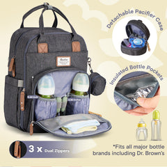 RUVALINO diaper bag backpack interior with changing pad for on-the-go changes
