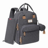 RUVALINO diaper bag backpack in dark gray with front view for easy on-the-go organization.