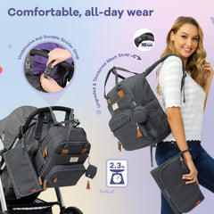 RUVALINO diaper bag interior with organizers demonstrates quick access to essentials.