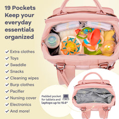 RUVALINO diaper bag backpack pacifier case for hygienic, easy storage