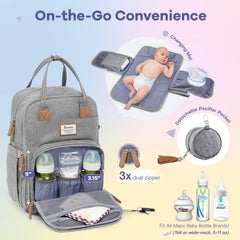 RUVALINO diaper bag backpack stroller straps for hands-free travel