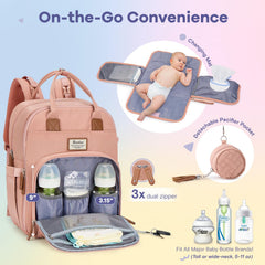 RUVALINO diaper bag backpack with stroller straps for hands-free transport